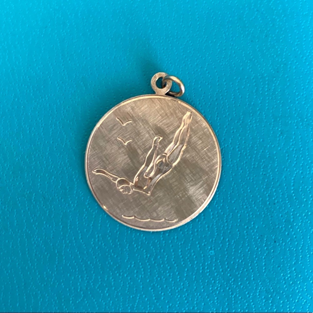 Vintage Gold Diver/Swimmer Pendant